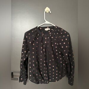LOFT Black Top with Copper Dots